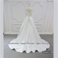 off-Shoulder with Wide Belt Satin Bridal Dress